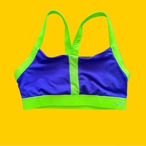 Purple and Neon Green Sports Bra